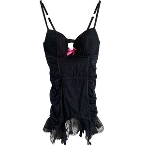 Victoria's Secret Sexy Little Things Garter Belt Slip Chemise Ruffle Shear Lace
